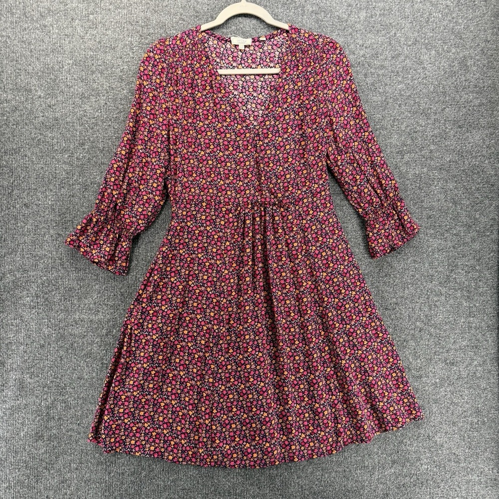 Fat Face Dress Womens 6 Pink Floral Fit Flare Boho Cottagecore Prairie Western